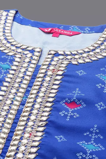 Bandhani Printed Gotta Patti Straight Kurta with Trousers & Dupatta