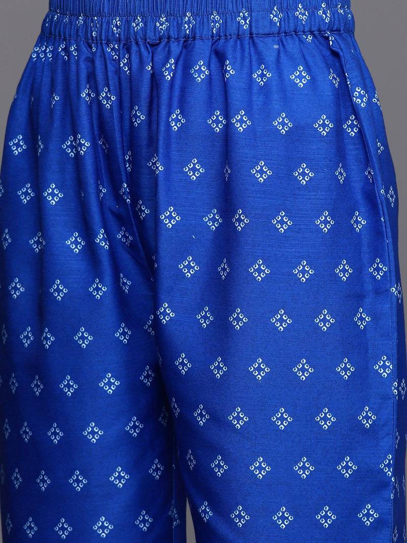 Bandhani Printed Gotta Patti Straight Kurta with Trousers & Dupatta