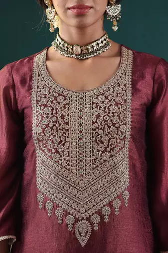 Women Ethnic Motifs Embroidered Regular Thread Work Kurta with Palazzos & With Dupatta