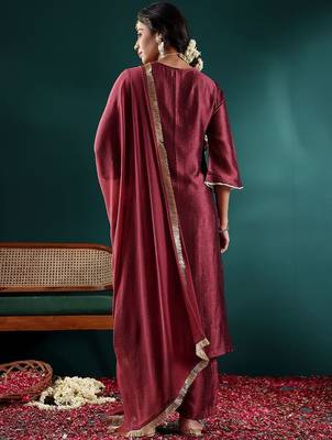 Women Ethnic Motifs Embroidered Regular Thread Work Kurta with Palazzos & With Dupatta 6