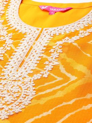 Printed Thread Work Sequinned Kurta With Trousers & Dupatta 2