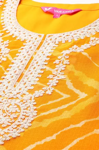 Printed Thread Work Sequinned Kurta With Trousers & Dupatta