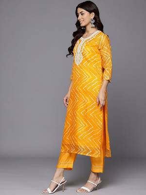 Printed Thread Work Sequinned Kurta With Trousers & Dupatta 5