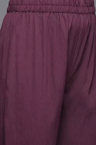 Yoke Design Pleated Sequinned Crepe Kurta with Trousers