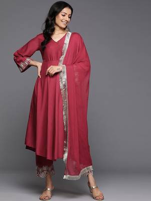 Women Angrakha Kurta with Trousers & With Dupatta 1