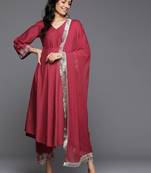 Women Angrakha Kurta with Trousers & With Dupatta