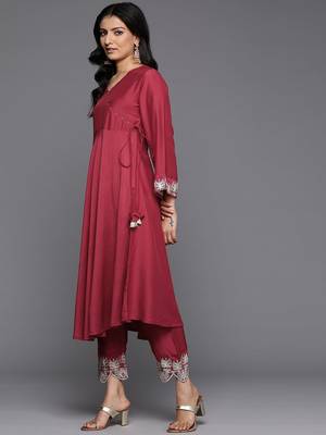 Women Angrakha Kurta with Trousers & With Dupatta 5