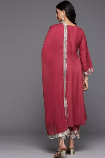 Women Angrakha Kurta with Trousers & With Dupatta