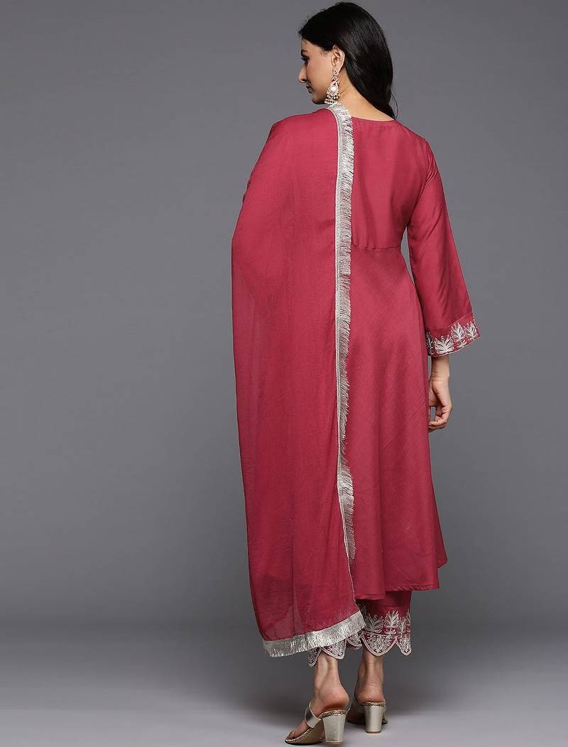 Women Angrakha Kurta with Trousers & With Dupatta