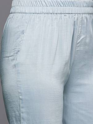 Floral Embroidered Thread Work Kurta With Trousers & Dupatta 3