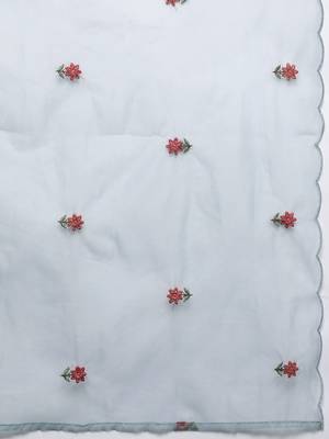 Floral Embroidered Thread Work Kurta With Trousers & Dupatta 4