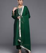 Ethnic Motifs Printed Regular Sequinned Kurta with Trousers & With Dupatta