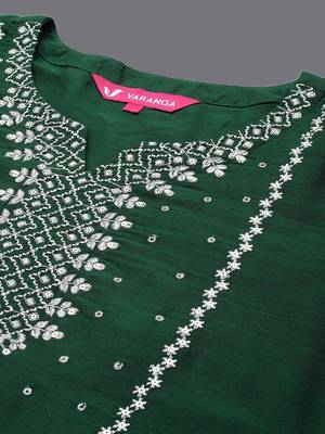 Ethnic Motifs Printed Regular Sequinned Kurta with Trousers & With Dupatta 2