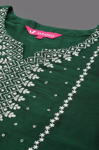 Ethnic Motifs Printed Regular Sequinned Kurta with Trousers & With Dupatta