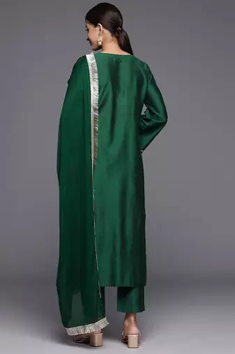 Ethnic Motifs Printed Regular Sequinned Kurta with Trousers & With Dupatta