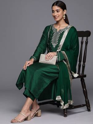 Ethnic Motifs Printed Regular Sequinned Kurta with Trousers & With Dupatta 7
