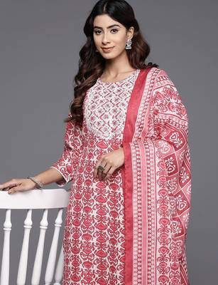 Women Ethnic Motifs Printed Regular Thread Work Kurta with Trousers & With Dupatta 2