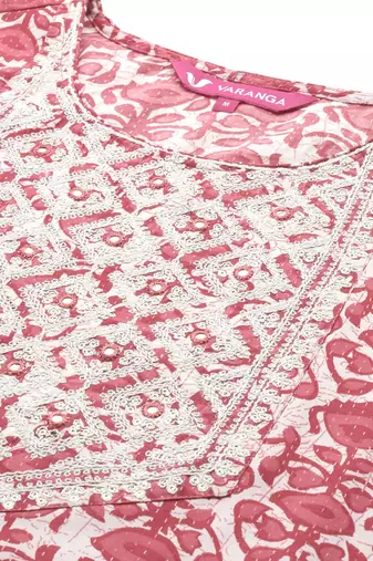 Women Ethnic Motifs Printed Regular Thread Work Kurta with Trousers & With Dupatta