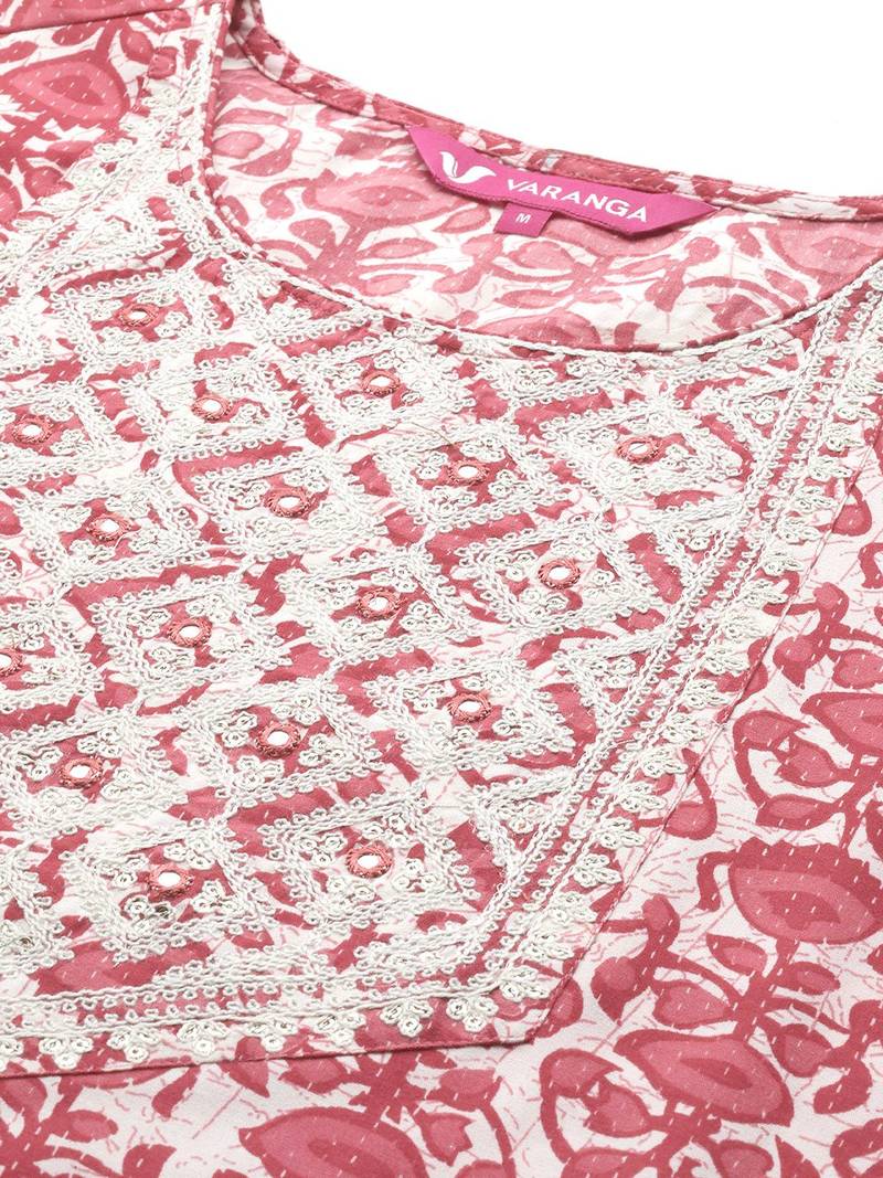 Women Ethnic Motifs Printed Regular Thread Work Kurta with Trousers & With Dupatta