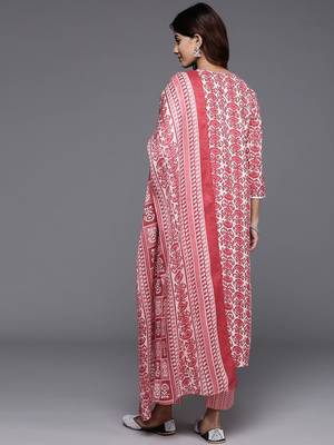 Women Ethnic Motifs Printed Regular Thread Work Kurta with Trousers & With Dupatta 7