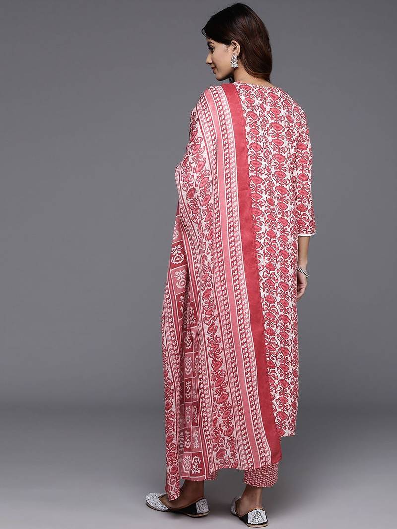 Women Ethnic Motifs Printed Regular Thread Work Kurta with Trousers & With Dupatta