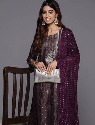 Women Woven Design Regular Kurta with Trousers & With Dupatta 2