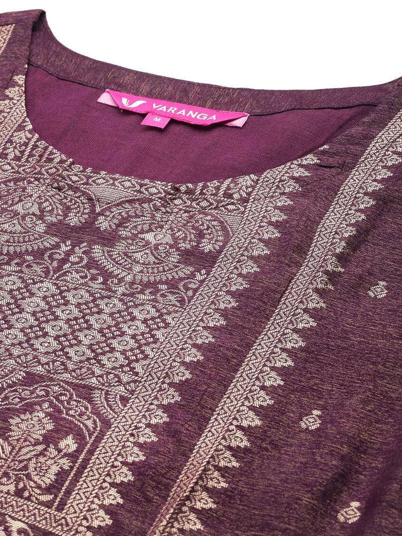Women Woven Design Regular Kurta with Trousers & With Dupatta