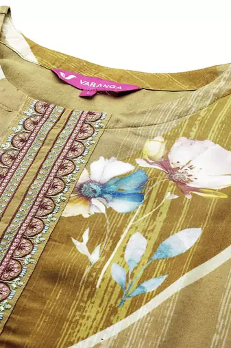 Floral Printed Regular Thread Work Pure Silk Kurta with Trousers & Dupatta