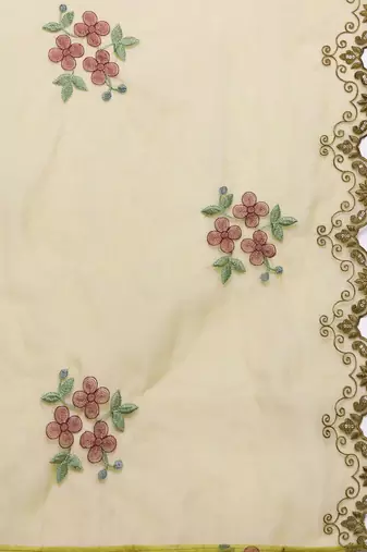 Floral Printed Regular Thread Work Pure Silk Kurta with Trousers & Dupatta