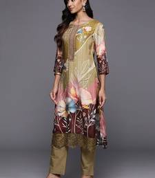 Floral Printed Regular Thread Work Pure Silk Kurta with Trousers & Dupatta