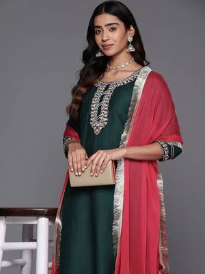 Embroidered Regular Gotta Patti Kurta with Trousers & Dupatta 1
