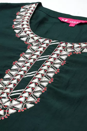 Embroidered Regular Gotta Patti Kurta with Trousers & Dupatta