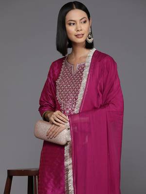 Women Floral Yoke Design Regular Sequinned Kurta with Trousers & Dupatta 2