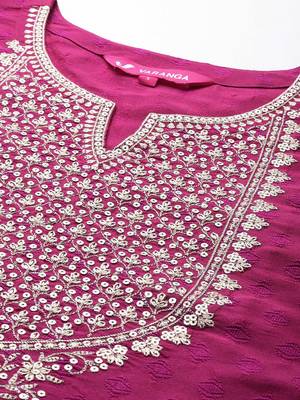 Women Floral Yoke Design Regular Sequinned Kurta with Trousers & Dupatta 3