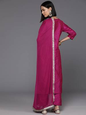 Women Floral Yoke Design Regular Sequinned Kurta with Trousers & Dupatta 7