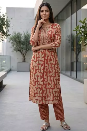 Women Printed Regular Kurta with Trousers & With Dupatta