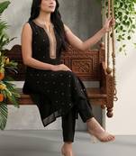 Women Ethnic Motifs Embroidered Regular Sequinned Kurta with Trousers