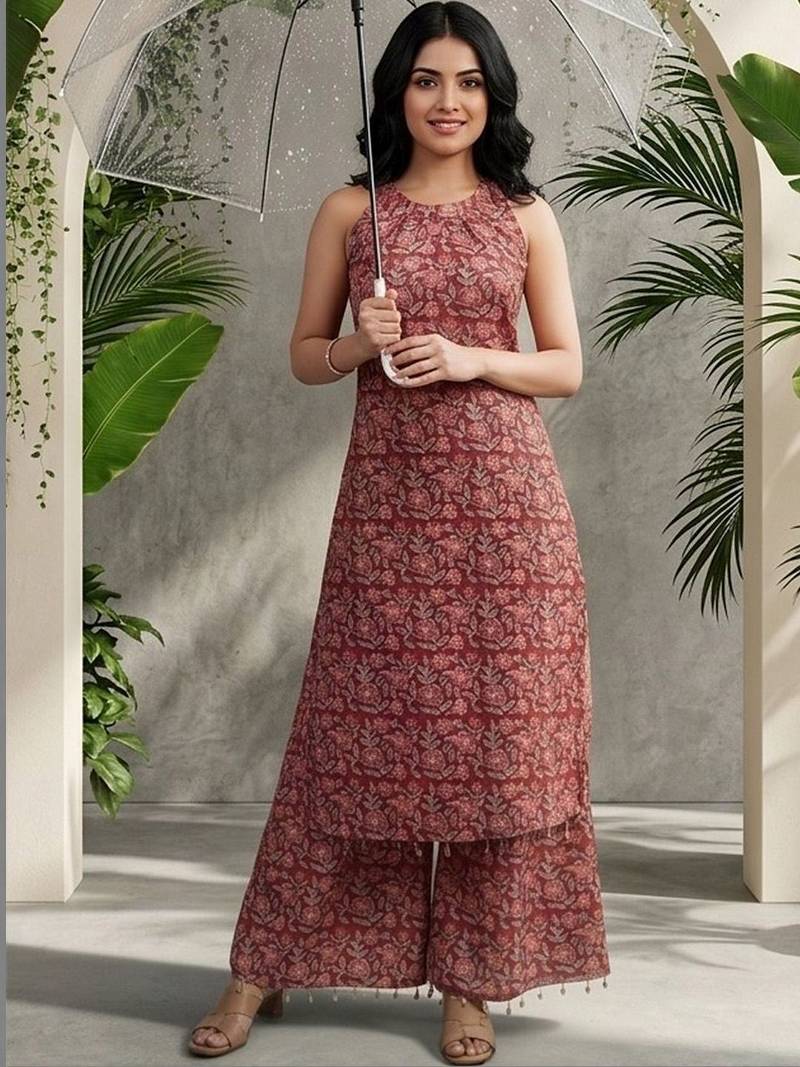 Women Ethnic Motifs Printed Regular Pure Cotton Kurta with Palazzos