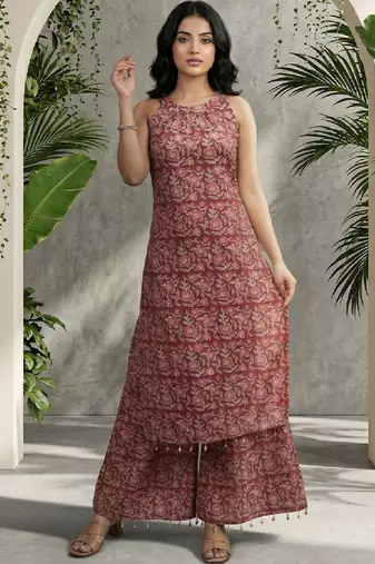 Women Ethnic Motifs Printed Regular Pure Cotton Kurta with Palazzos
