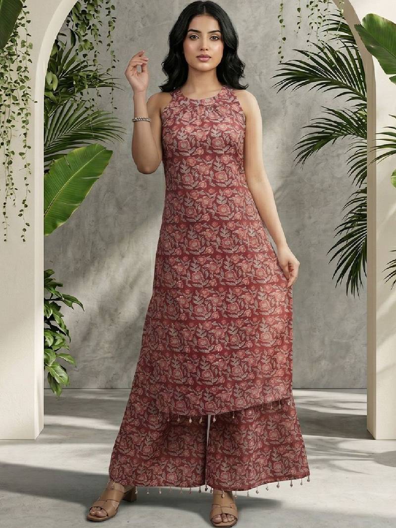 Women Ethnic Motifs Printed Regular Pure Cotton Kurta with Palazzos