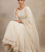 Women Ethnic Motifs Embroidered Panelled Sequinned Pure Cotton Kurta with Trousers & With Dupatta