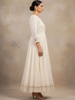 Women Ethnic Motifs Embroidered Panelled Sequinned Pure Cotton Kurta with Trousers & With Dupatta 2