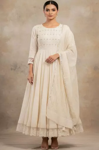 Women Ethnic Motifs Embroidered Panelled Sequinned Pure Cotton Kurta with Trousers & With Dupatta