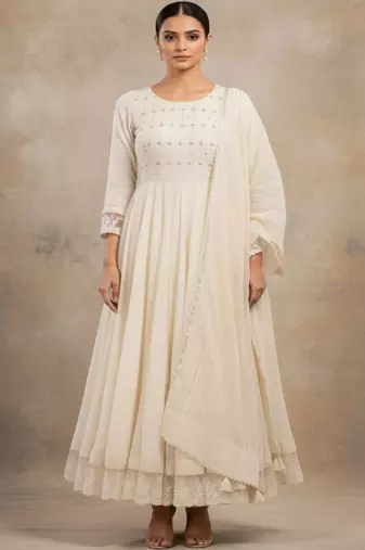 Women Ethnic Motifs Embroidered Panelled Sequinned Pure Cotton Kurta with Trousers & With Dupatta