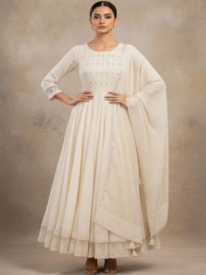 Women Ethnic Motifs Embroidered Panelled Sequinned Pure Cotton Kurta with Trousers & With Dupatta 6