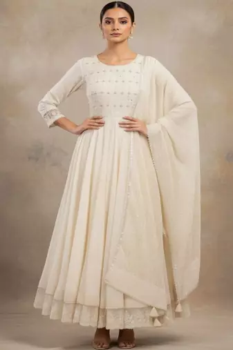 Women Ethnic Motifs Embroidered Panelled Sequinned Pure Cotton Kurta with Trousers & With Dupatta