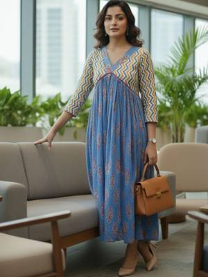 Women Ethnic Motifs Printed Empire Kurta with Trousers 1