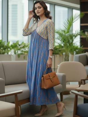 Women Ethnic Motifs Printed Empire Kurta with Trousers 3