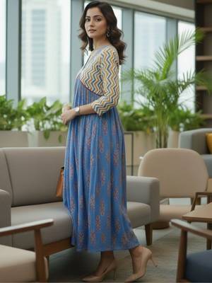 Women Ethnic Motifs Printed Empire Kurta with Trousers 5