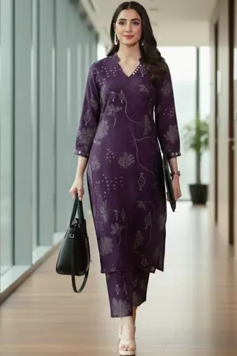 Women Bandhani Printed Regular Beads and Stones Kurta with Trousers